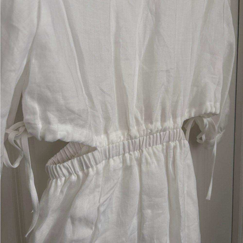 Sandro Soledad Drawstring Cutout White Midi Dress Women’s 40/8 Luxe Coastal - Picture 8 of 11